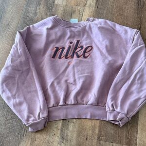 Nike Women's Dusty Lavender Crew Sweatshirt with Orange Trim Logo